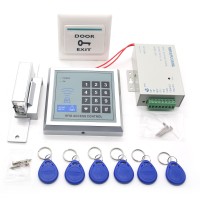 Access Control with RFID Reader + Power Adapter + Lock + Switch + ID Card Set 