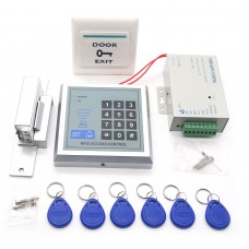 Access Control with RFID Reader + Power Adapter + Lock + Switch + ID Card Set 