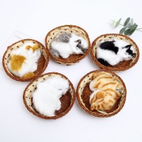 Lovely Simulation Plush Animal Doll Mini Basket Cat Rabbit Dog Kids Xmas Toy 