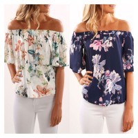 New fashion Summer Style Irregular Horn Sleeves Floral Printed Beach Streetwear Shirt