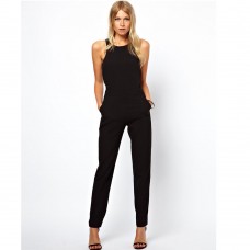 Hot Selling Leotards Catsuit Round Collar Sleeveless Jumpsuit Women Bodysuit  