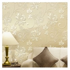 European Retro Embossed 3D Non-woven Flocking Stereoscopic Damascus Bedroom Wallpaper