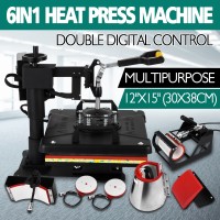 6 In 1 Digital Heat Press Machine Sublimation For T-Shirt/Mug/Plate Hat Printer