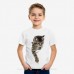 Summer Popular Children Loose Cat Print Broken T-shirt O-neck Round Collar Short Sleeves Cotton 