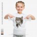 Summer Popular Children Loose Cat Print Broken T-shirt O-neck Round Collar Short Sleeves Cotton 