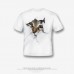 Summer Popular Children Loose Cat Print Broken T-shirt O-neck Round Collar Short Sleeves Cotton 