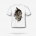 Summer Popular Children Loose Cat Print Broken T-shirt O-neck Round Collar Short Sleeves Cotton 