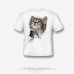 Summer Popular Children Loose Cat Print Broken T-shirt O-neck Round Collar Short Sleeves Cotton 