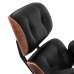Lounge Chair Grain Italian Leather Ottoman Genuine Black