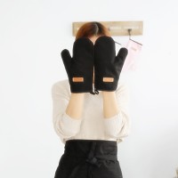 Microwave Oven Gloves Heat Resistant Insulation Cotton Mitts Kitchen BBQ Gloves Black