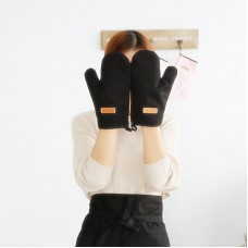 Microwave Oven Gloves Heat Resistant Insulation Cotton Mitts Kitchen BBQ Gloves Black