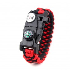 Outdoor Paracord Bracelet with LED Light Compass Whistle Flint Survival Gear Kit 