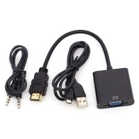 1080P HDMI to VGA Adapter Converter Cable/ USB Power Audio Cable HDTV PC