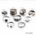 9pcs/set Boho Vitage Hollow Kunkle Rings Midi Ring Set For Women Flower Leaves Feather Triangle Punk