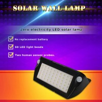 50 LED Solar Power PIR Motion Sensor Wall Light Outdoor Garden Waterproof Lamp 2W