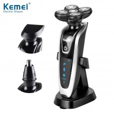 Kemei KM5886 3 in1 Electric Shaver 5D Floating Razor with Nose Hair Trimmer 2 Floating Heads Rechargeable Shaving tool