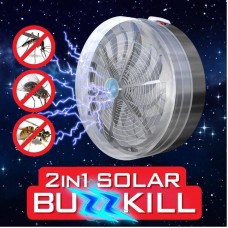Solar Powered Buzz UV Lamp Light Fly Insect Bug Mosquito Kill Zapper Killer 