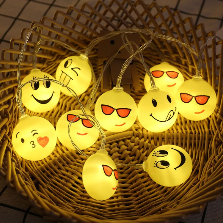 1.5M Emoji LED Light String 10 LEDs Battery Operated Fairy Lights for