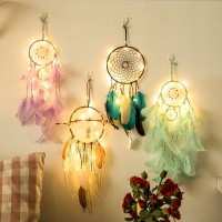 Dream Catcher Light 2M 20LEDs Feather Beads Romantic Dream Catcher Wall Hanging Room Car Home Decor