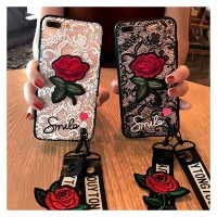 Rose Phone Case Lace Embroidery Rose Stickers Cover For Apple iPhone 6 6s 7 8 plus iPhone 7, 8, 8P, X Soft Mobile Phone Case