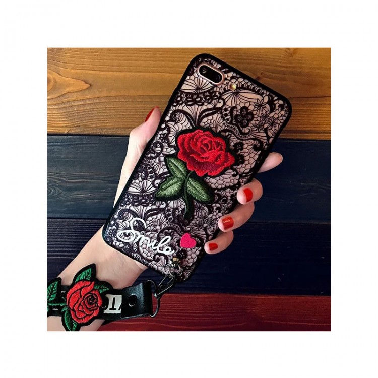 Rose Phone Case Lace Embroidery Rose Stickers Cover For Apple iPhone 6 ...