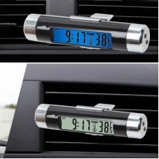 Car Clock with Blue Backlight Auto LCD Thermometer Time Clock Calendar  