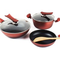3PCS Non-Stick Cookware Set Wok Frying Pan Soup Pot Stainless Steel Non Stick Pans