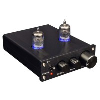 D2 Preamplifier Tube 2 Channel Pre-Amps with Treble Bass Adjustable DC 12V Black