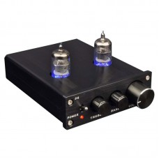 D2 Preamplifier Tube 2 Channel Pre-Amps with Treble Bass Adjustable DC 12V Black