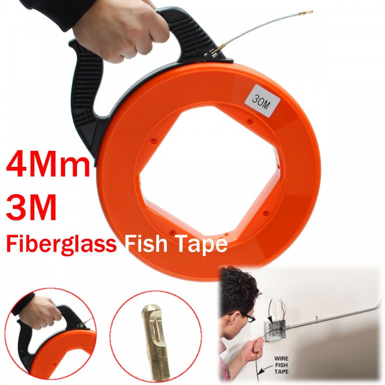 30M Fiberglass Fish Tape Reel Puller Conduit Ducting
