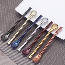 304 Stainless Steel Straw Spoon Tea Coffee Spoon Anti-Slip Design Useful Filtration