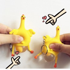 Rubber Chicken Keychain Hen Chicken Laying Egg Squeezing Stress Relief Keyring Toys