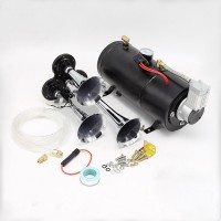 3-Trumpet Train Horn Kit W/12V 3L Air Compressor 150PSI Air System 150dB+ For Truck Car