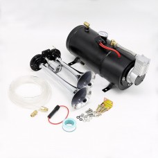 Dual Trumpet Air Horn Compressor Kit Train Horn Kit Car Truck w/12V 3L Air Compressor 150PSI 150dB