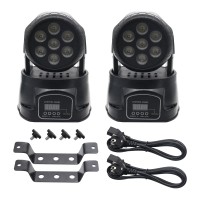 2x Stage Light Lighting 150W DMX Moving Head 4-in-1 RGBW Wash LED 9/14CH LED 7*10W