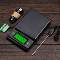 2KG/0.1g Coffee Scale with Timer Temperature Probe LCD Display Mini Digital Kitchen Scale