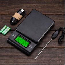 2KG/0.1g Coffee Scale with Timer Temperature Probe LCD Display Mini Digital Kitchen Scale