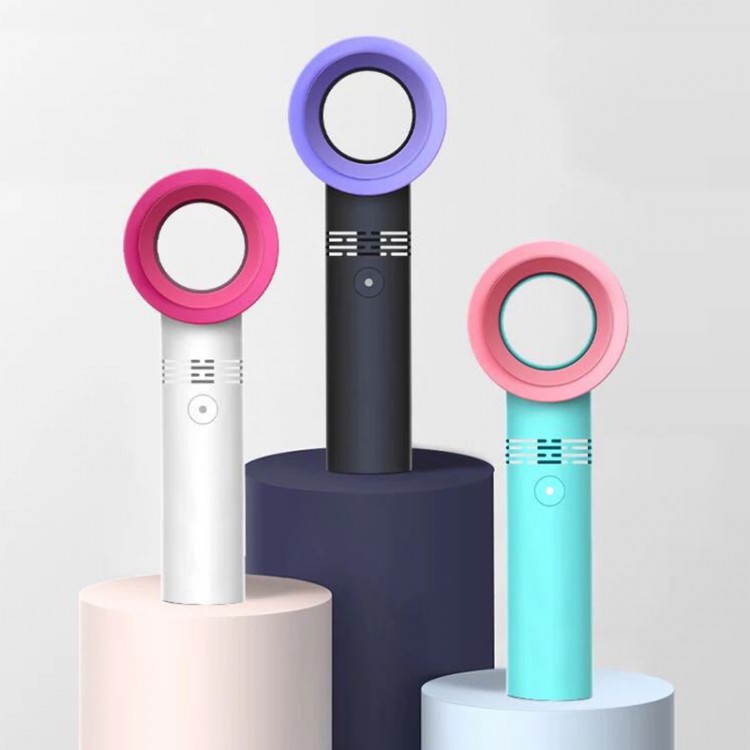 Mini Portable Bladeless Handheld Fan USB Rechargeable 2000mAh 3 Wind
