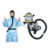 Air Fed Full Face Gas Mask Respirator System Electric Supplied 2 Wind Speed Modes
