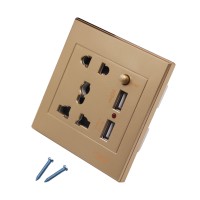 USB Wall Socket Dual USB AC/DC Power Adapter Plug Outlet Panel w/Switch