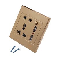 USB Wall Socket Dual USB AC/DC Power Adapter Plug Outlet Panel w/Switch