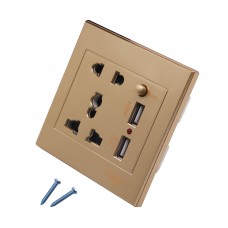USB Wall Socket Dual USB AC/DC Power Adapter Plug Outlet Panel w/Switch
