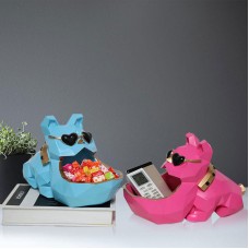 Desktop Dog Storage Box Resin Statue Storage Box Living Room Decoration Blue/Pink