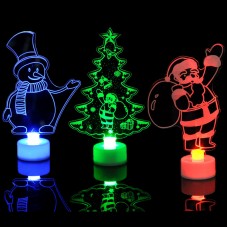 Colorful LED Lights Acrylic Christmas Tree + Snowman + Santa Claus Decorations Party Supplies Home Decor