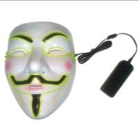 Luminous V Vendetta Mask Battery Operated Type Halloween Costume Cosplay Mask Lake Blue/Green