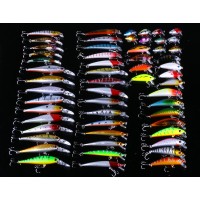 56pcs Lot Mixed Minnow Fishing Lures Bass Baits Crankbaits Fish Hooks Tackle Outdoor