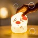Silicone LED Night Light Colorful Night Lamp Cute Little Pig Patting Type w/USB Charging Cable 