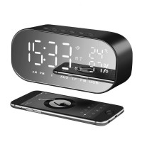 LED Alarm Clock with FM Radio Bluetooth Speaker Wireless Support AUX TF USB Music Player for Bedroom Office 