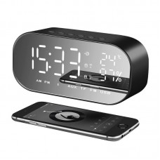 LED Alarm Clock with FM Radio Bluetooth Speaker Wireless Support AUX TF USB Music Player for Bedroom Office 