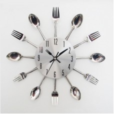 Cutlery Metal Kitchen Wall Clock Spoon Fork Creative Quartz Wall Mounted Clocks Modern Design